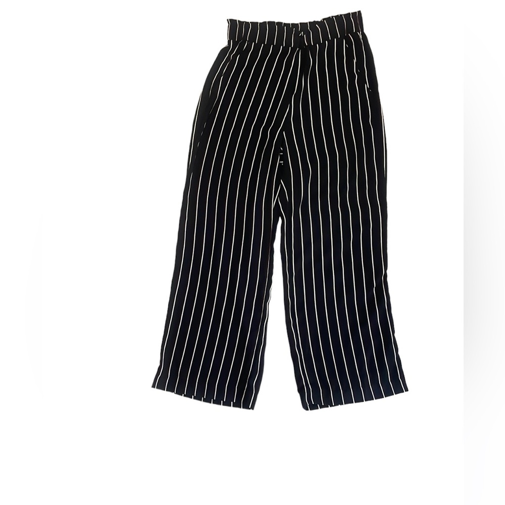 H&M High waisted black and white striped trousers size 10